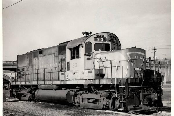 Photograph of unpatched L&HR C420 23 at Bethlehem PA. 11/26/76