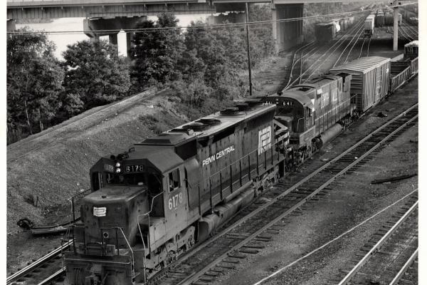 Photograph of SD45 6178 and C628 641 at Enola Yard. 6/76
