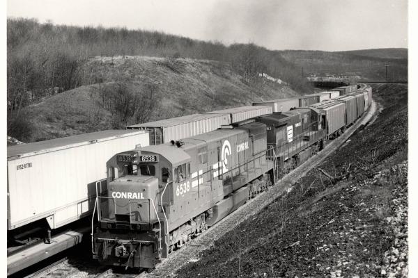 Photograph of U30C 6538 and U33C 6563 at Gallitzin. 2/17/77