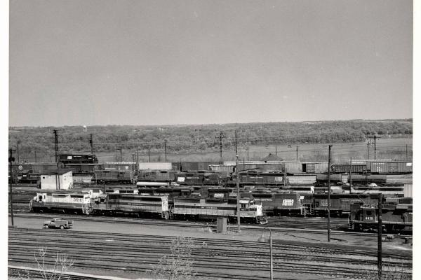 Photograph of numerous engines at Enola Engine Terminal. 4/76