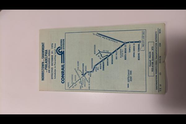 Conrail and SEPTA Schedule - Norristown, Shawmont, and Philadelphia - 1976-10-31