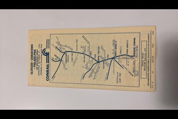 Conrail and SEPTA Schedule - Jenkintown, Glenside, and Philadelphia - 1976-10-31