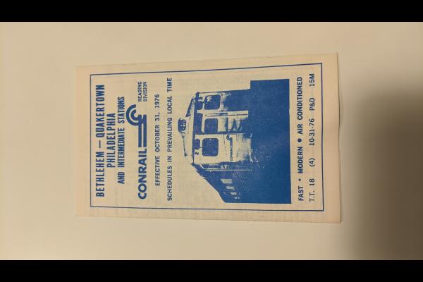Conrail and SEPTA Schedule - Bethlehem, Quakertown, and Philadelphia - 1976-10-31
