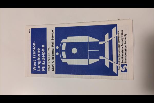 SEPTA Schedule (operated by Conrail under contract) - West Trenton, Langhorne, and Philadelphia - 1982-04-25