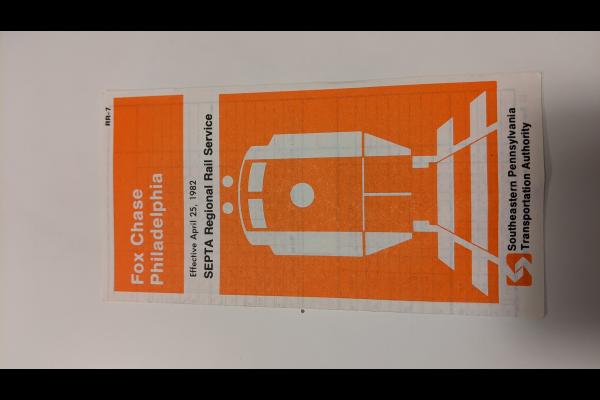 SEPTA Schedule (operated by Conrail under contract) - Fox Chase and Philadelphia - 1982-04-25