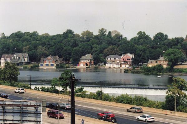Boat House Row in Philadelphia, taken from OCS train on High Line