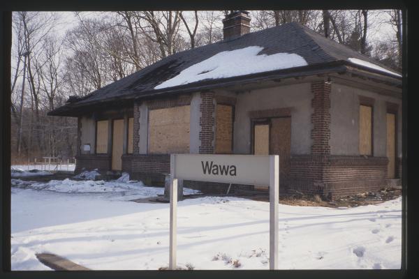 Boarded up station, Wawa, PA