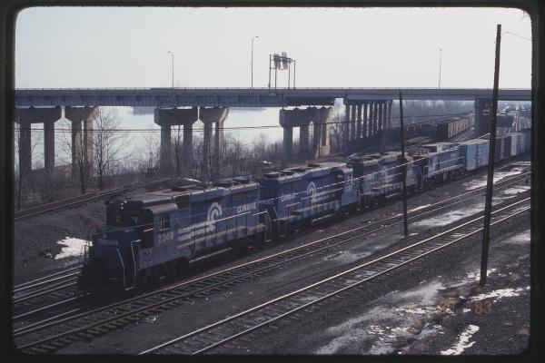 GP30s 2249, 2232, 2229, and E33 4604 Westbound in Enola, PA