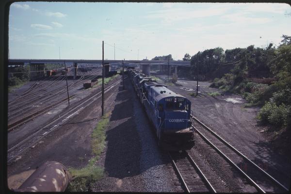 GP38-2s 7975, 8281, 8216, and 8098 with B23-7 1987 Westbound in Enola, PA