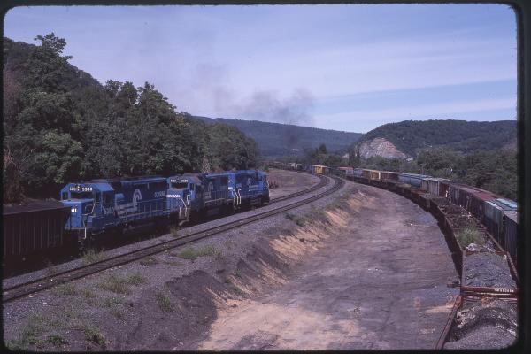 GP40 3247, GP38-2 8038, and SD40-2 6380 Westbound in Enola, PA