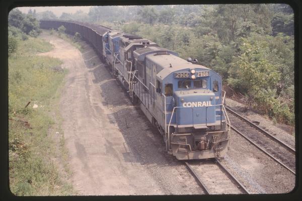U33B 2906, GP40 3905, and U33B 2929 Eastbound in Enola, PA