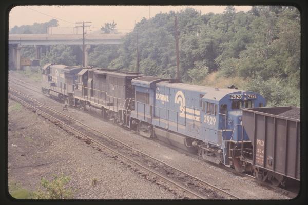 U33B 2906, GP40 3905, and U33B 2929 Eastbound in Enola, PA