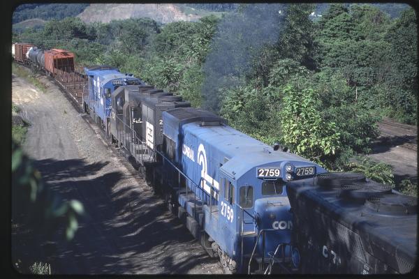 SD45 6206, U23B 2759, GP35 2342, and U33C 6846 Eastbound in Enola, PA