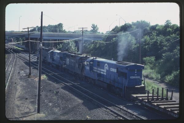 SD45 6206, U23B 2759, GP35 2342, and U33C 6846 Eastbound in Enola, PA
