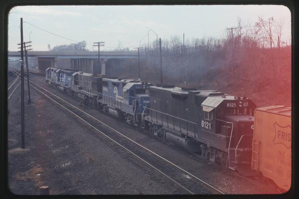 GP38-2s 8121 and 8166 Eastbound in Enola, PA