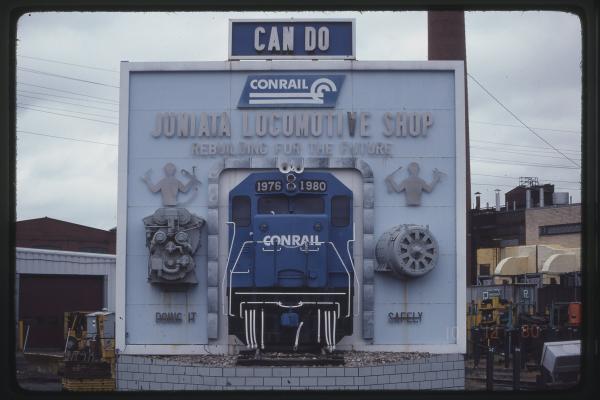 Juniata Locomotive Shop Sign in Altoona, PA
