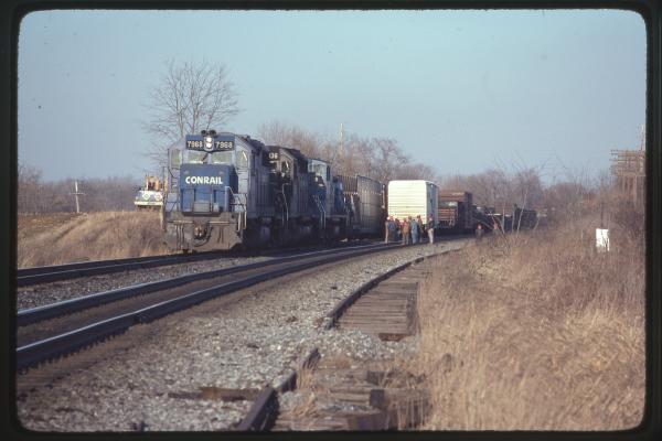 GP38-2 7968 on Wrecked Train at Hershey, PA