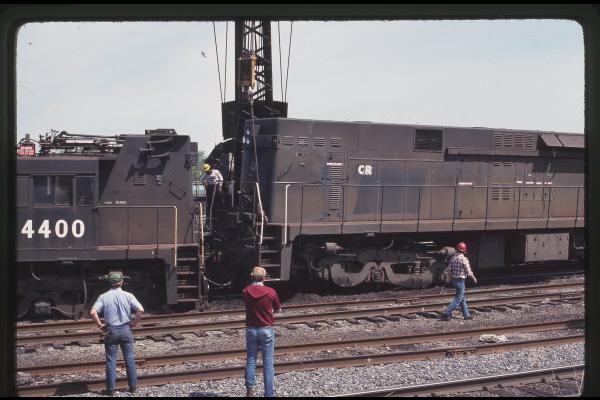 Wrecked E44s 4400 and 4439 at Rutherford, PA