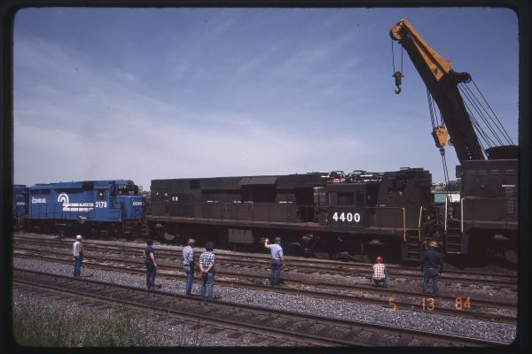 Wrecked E44s 4400 and 4439 at Rutherford, PA