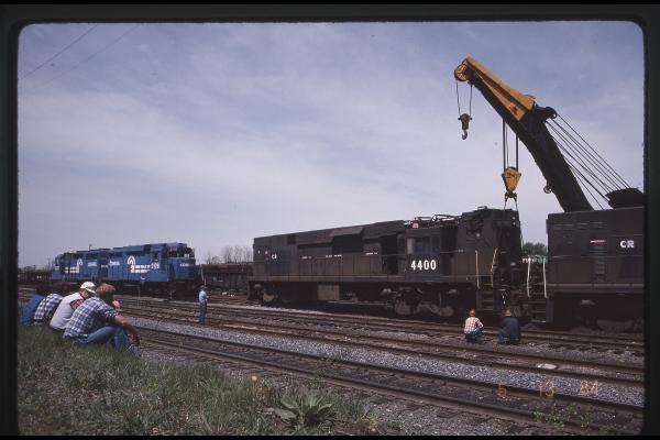 Wrecked E44s 4400 and 4439 at Rutherford, PA