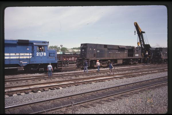 Wrecked E44s 4400 and 4439 at Rutherford, PA