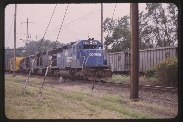 SD40-2 6376, GP38-2 8099, and GP9 7157 in Columbia, PA