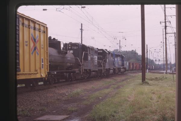 SD40-2 6376, GP38-2 8099, and GP9 7157 in Columbia, PA