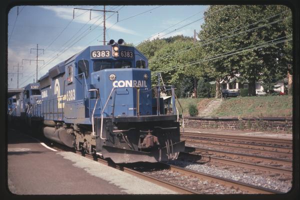 SD40-2s 6383 and 6387 in Ridley Park, PA