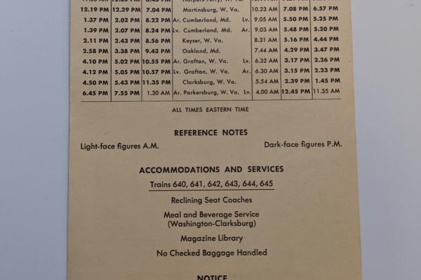 Amtrak Time Table for Trains 640, 641, 642, 643, 644 and 645. Effective February 7, 1972