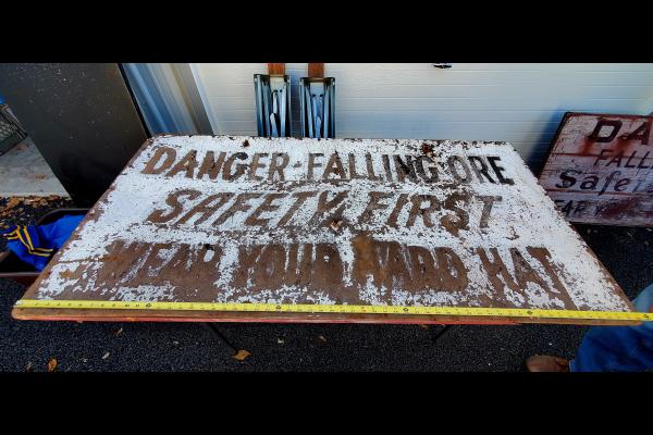 Danger Falling Ore sign From Conrail Pier 122 in South Philadelphia, PA,