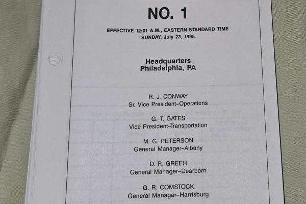 CR System Timetable No. 1, System Operating Instructions only, 1995-07-23