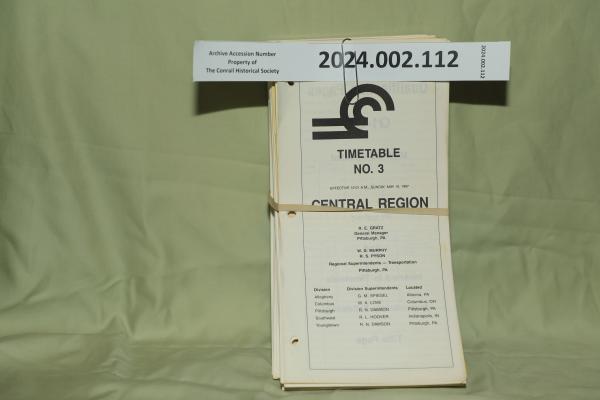 Central Region Timetable No. 3, 1987-05-10