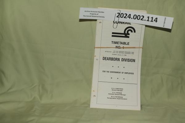 Dearborn Division Timetable No. 1, 1989-01-15