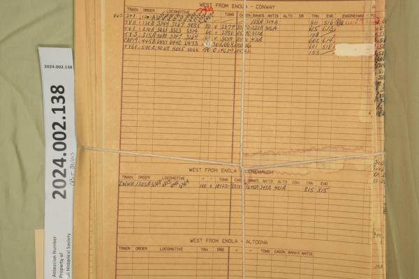 Allegheny Division, Central Region Movement Director Form CT-2456 May 1990