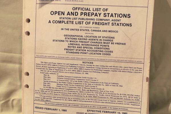 Official Open and Pre-Pay Station List 1985-02-15