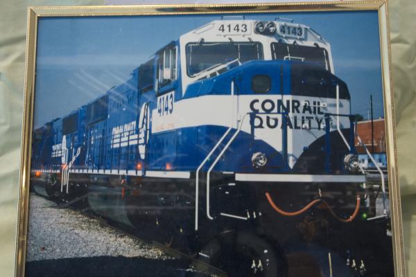 Framed color photo of Conrail Quality locomotive #4143