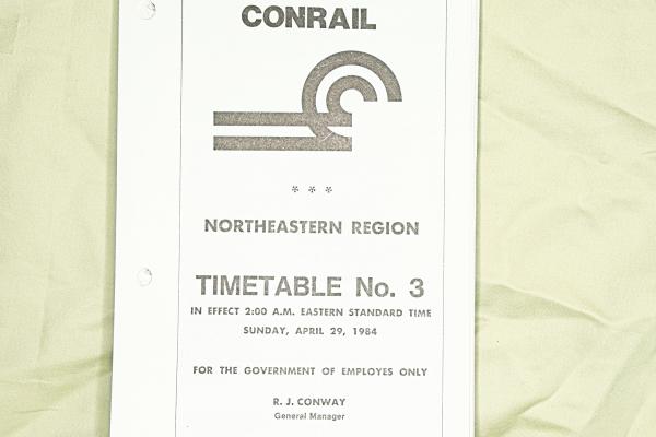 CR Northeastern Region Timetable Number 3, 1984-04-29