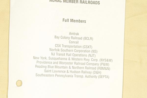 NORAC Operating Rules, 2000-01-17