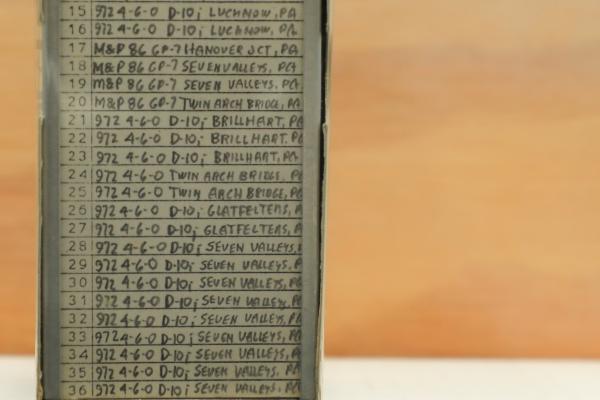 ex-CPR #972 steam special May 1985 including Rockville Bridge, 36 slides in a tray