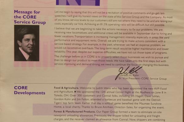 News from Conrail's Core Service Group, September 1994