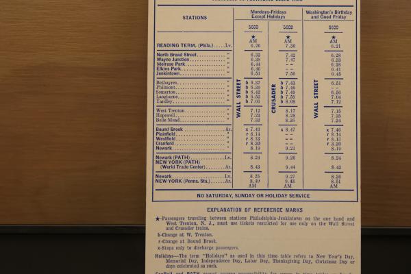 CR passenger schedule ex-RDG New York Branch, The Crusader 1976-05-01