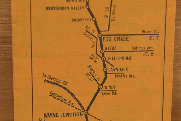 CR schedule ex-RDG Newtown/Fox Chase line May 1976
