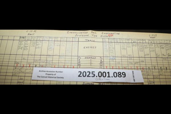 Southern Tier train dispatcher sheet, 1989-06-13
