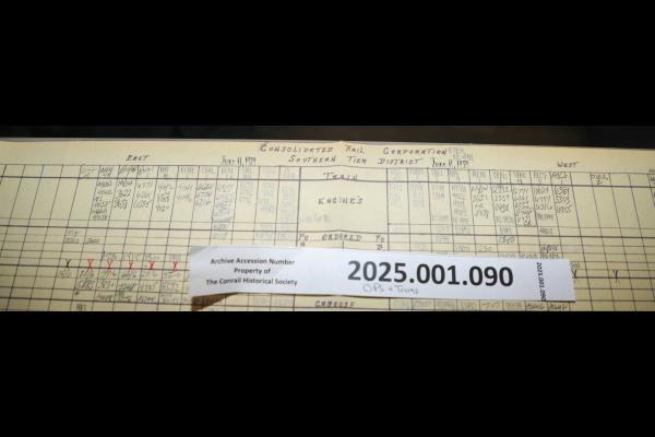 Southern Tier train dispatcher sheet, 1989-06-11