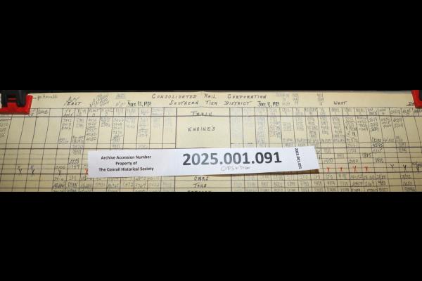 Southern Tier train dispatcher sheet, 1989-06-10