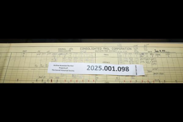 Southern Tier train dispatcher sheet, 1989-06-18