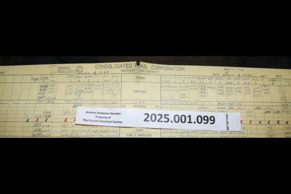 Southern Tier train dispatcher sheet, 1989-06-03