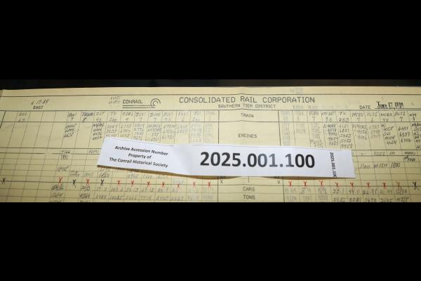 Southern Tier train dispatcher sheet, 1989-06-17