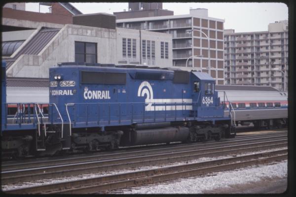 CR 6364 passing an Amtrak train in Altoona, PA
