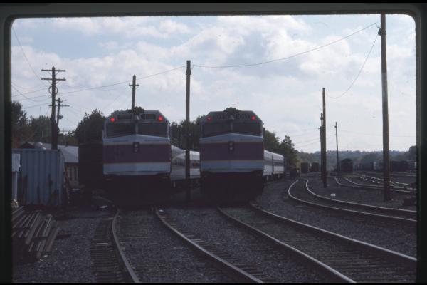 MBTA equipment in a yard